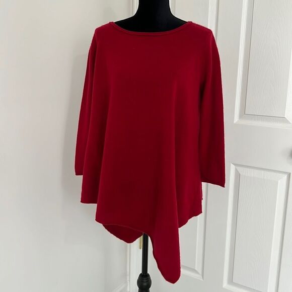 Cashmere red asymmetrical sweater Sz small medium - Picture 1 of 11